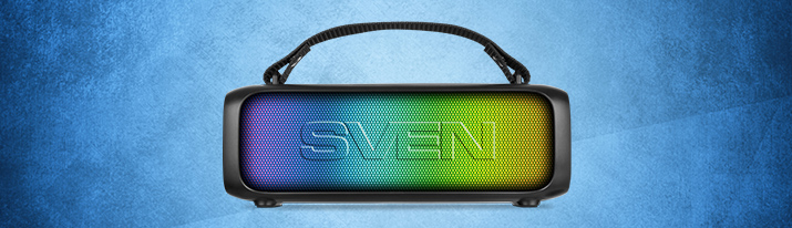SVEN PS-235 portable speaker — compact "boombox" with backlight