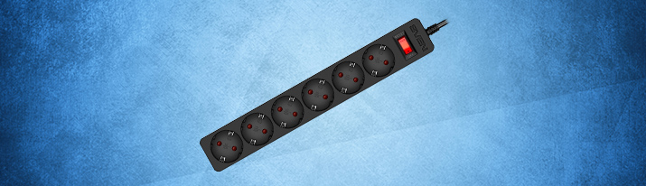 SVEN SF-06E extension surge protector — six sockets and maximum safety