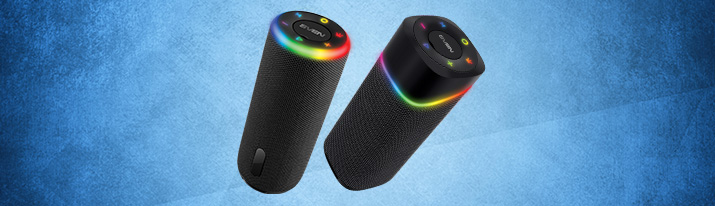 SVEN PS-150 and PS-155 portable speakers — compact speakers with RGB backlight